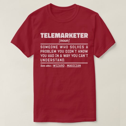 テレマーケター名詞定義販売担当者 Tシャツ (デザイン正面)