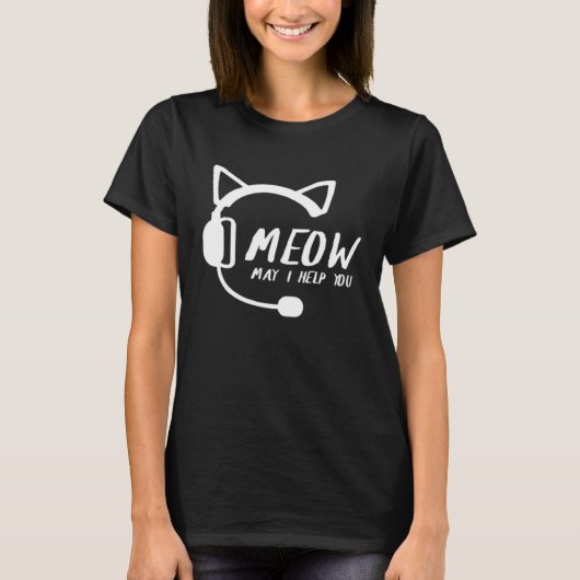 テレマーケティングの猫 顧客サービスねこ Tシャツ (正面)