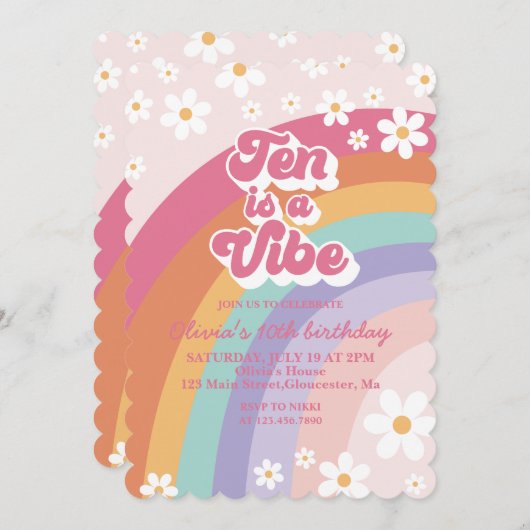テンはヴィベレインボー10誕生日招待状 招待状 (正面/裏面)