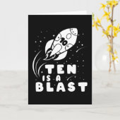 テンは爆発第10誕生日ボーイ宇宙誕生日 カード (黄色い花)