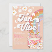 テンはVibe Groovyデイジーレインボー10誕生日 招待状 (正面)
