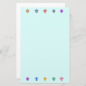 テンウミガメかわいいカラフル海洋生物海ブルー 便箋 (正面/裏面)