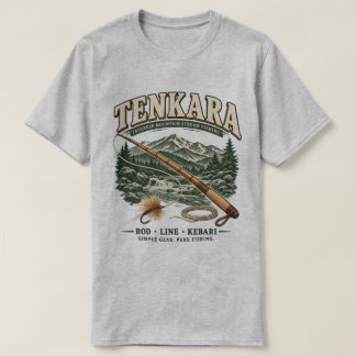 テンカラ - ヴィンテージ 日本のフライフィッシング グレー Tシャツ