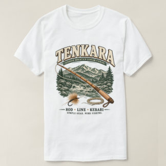 テンカラ – ヴィンテージ 日本のフライフィッシング 白 Tシャツ