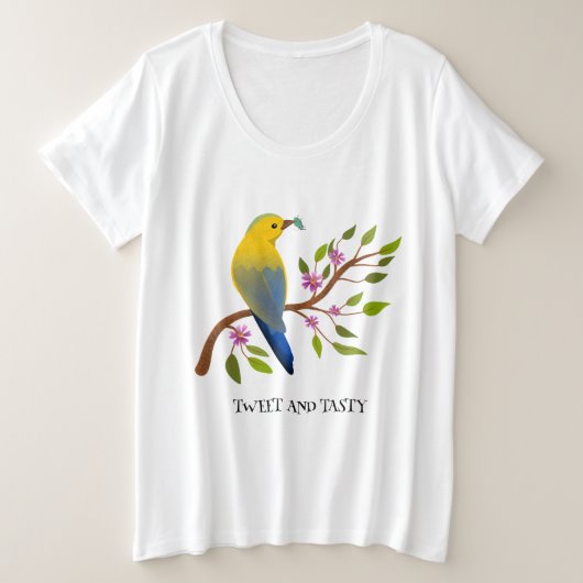 テングウの虫の美味しいカラフルガーリー鳥 プラスサイズTシャツ (デザイン正面)