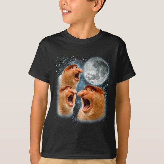 テングザル好き 銀河 月 野生動物 Tシャツ (正面)