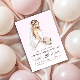 テンダーエレガントピンクプリンセス18誕生日 招待状