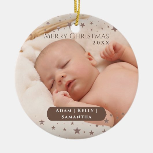 テンダースターリークリスマスフォトパーソナライズされたホリデー セラミックオーナメント (正面)