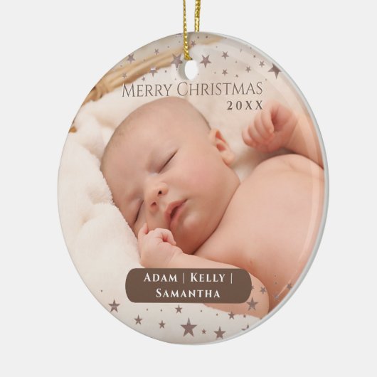 テンダースターリークリスマスフォトパーソナライズされたホリデー セラミックオーナメント (左)