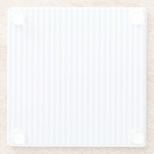 テンダーベビーブルー淡い色のスカイブルーとホワイトストライプ ガラスコースター (裏面)