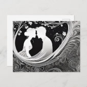 テンダーモーメントホワイト&ブラックシルエットキス ポストカード (正面/裏面)