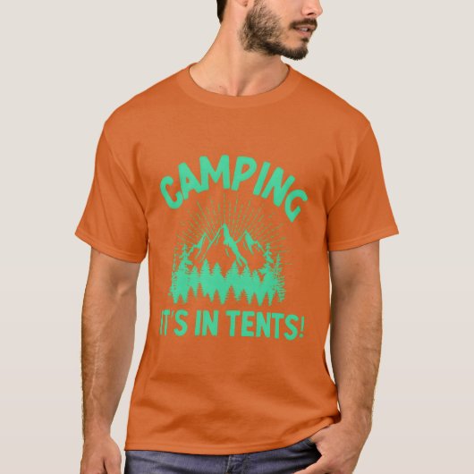 テントでキャンプする家族 Tシャツ (正面)