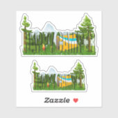 テントと森の木ハッピーキャンパー シール (シート)