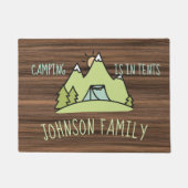 テントのキャンピングカーの素朴な木製のテントのキャンプのカスタム ドアマット (正面)