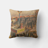 テントの中で展示される動物のサーカスのポスター クッション (裏面)