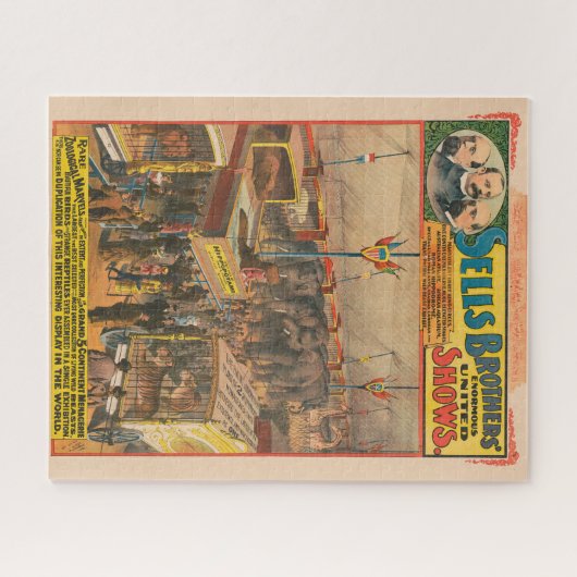 テントの中で展示される動物のサーカスのポスター ジグソーパズル (横)