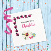 テントウムシと花の誕生日パーティー スタンダードカクテルナプキン