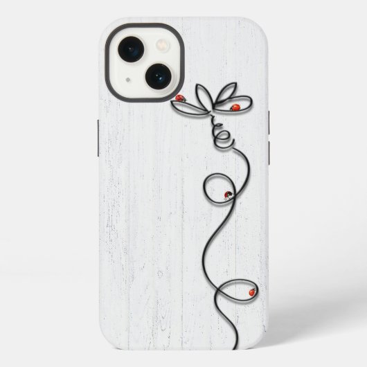 テントウムシのいる落書きデイジー iPhoneケース (裏面)