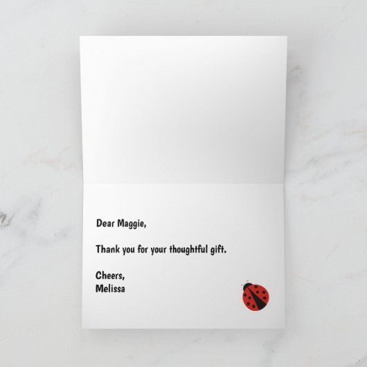 テントウムシの誕生日お礼メモ カード (内部)