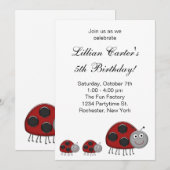 テントウムシの誕生日パーティー招待状 招待状 (正面/裏面)