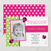 テントウムシの誕生日パーティー招待状 招待状 (正面/裏面)