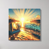 テントオンザビーチキャンプをテーマ キャンバスプリント (正面)