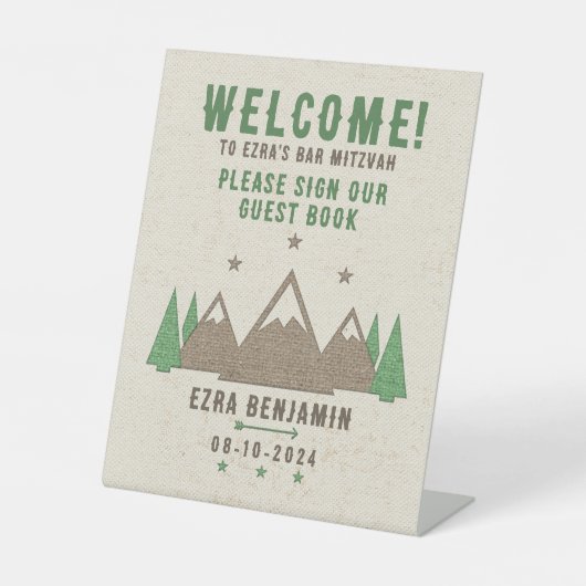 テントキャンバスキャンピングバー(ユダヤ教の)バル・ミツバーウェルカム 台座サイン (正面)