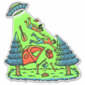 テントキャンパー拉致エイリアン侵入UFO おもしろい シール (正面)