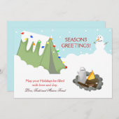 テントキャンピングスノーホリデークリスマスカード シーズンカード (正面/裏面)