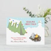 テントキャンピングスノーホリデークリスマスカード シーズンカード (スタンド正面)