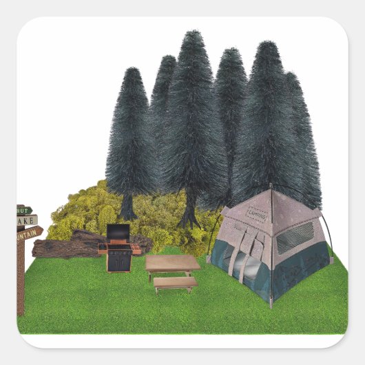 テントキャンプin the Forest スクエアシール (正面)