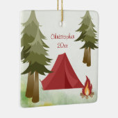 テントパーソナライズされたとキャンプファイヤーキャンピングクリスマス セラミックオーナメント (右)