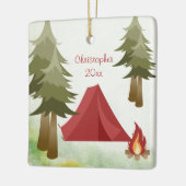 テントパーソナライズされたとキャンプファイヤーキャンピングクリスマス セラミックオーナメント (左)