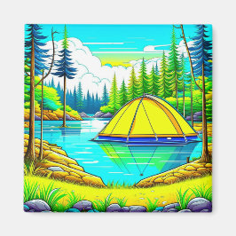 テントフロートザレイクキャンピングをテーマ マグネット