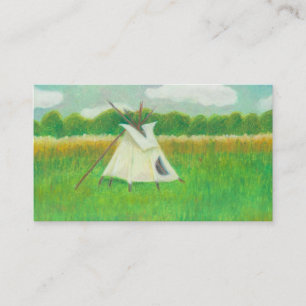 テント小屋の中央ミネソタの景色のスケッチのtipi 名刺