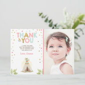 テント小屋の種族のBohoのサンキューカードの女の子のピンク サンキューカード (スタンド正面)