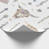 テント小屋の羽の矢のスカルのネイティブアメリカンの紙 ラッピングペーパー (角)