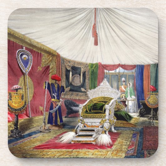 テント張りの部屋およびアイボリーの眺めは王位、iを切り分けました コースター (正面)