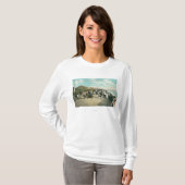 テント都市でラインで集まる群集 Tシャツ (正面フル)