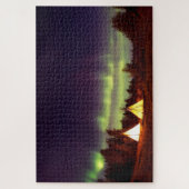 テント キャンプ場 オーロラ 夜空 ジグソーパズル (縦)