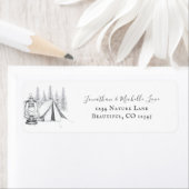 テント、ランタン、ウッドランドスケッチキャンプの住所 ラベル (インサイチュ)