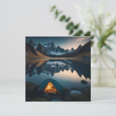 テント、山、湖のキャンプをテーマにしたアート (スタンド正面)