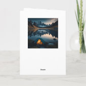 テント、山、湖のキャンプをテーマにしたアート カード (裏面)