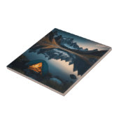 テント、山、湖のキャンプをテーマにしたアート タイル (側面)