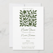 テンドリルガーデングリーンつる植物フローラブライダルシャワー 招待状 (正面)