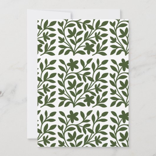 テンドリルガーデングリーンつる植物フローラブライダルシャワー 招待状 (裏面)