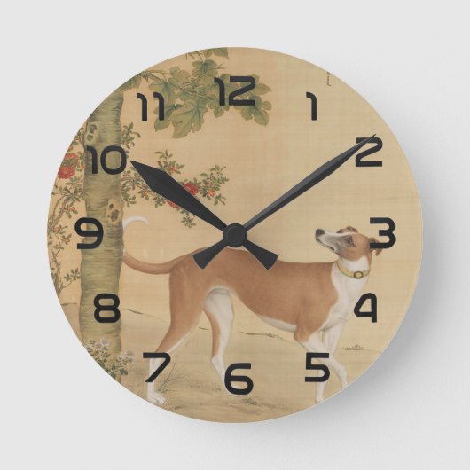 テンハウン素晴らしズ – タウニーイエローレオパードファインアート ラウンド壁時計 (正面)