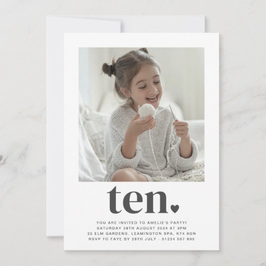 テンハート – スクウェア写真誕生日招待状 招待状 (正面)