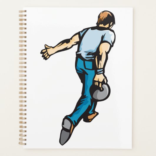 テンピンボウリングをする人、 クリケットの投手緩和曲線プランナー プランナー手帳 (正面)