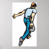 テンピンボウリングをする人、 クリケットの投手 ポスター (正面)